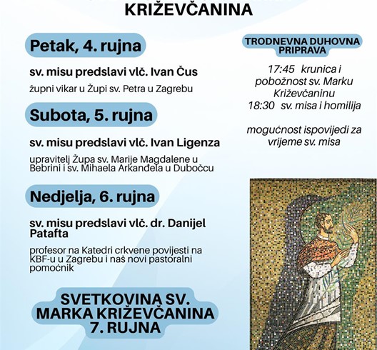Proslava svetkovine sv. Marka Križevčanina u Zagrebu